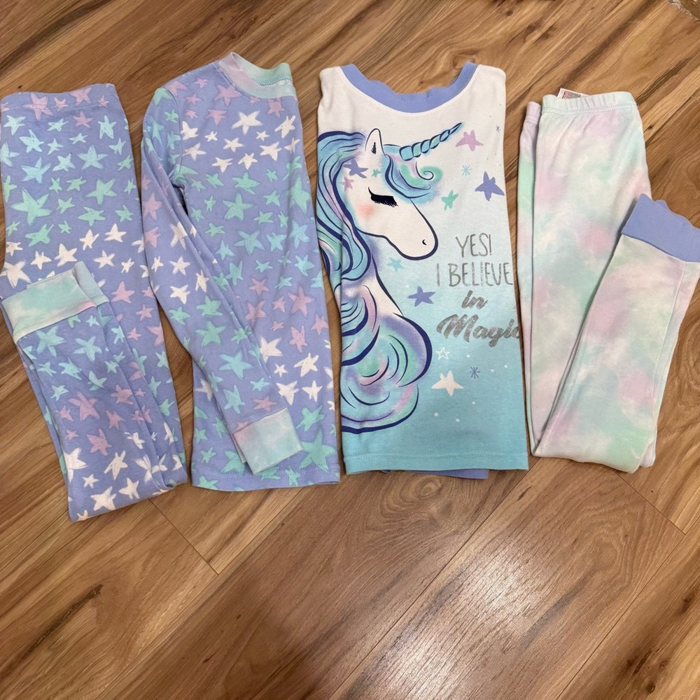 Two Stars and Unicorn Magic Kids Pajamas Set - Size 10